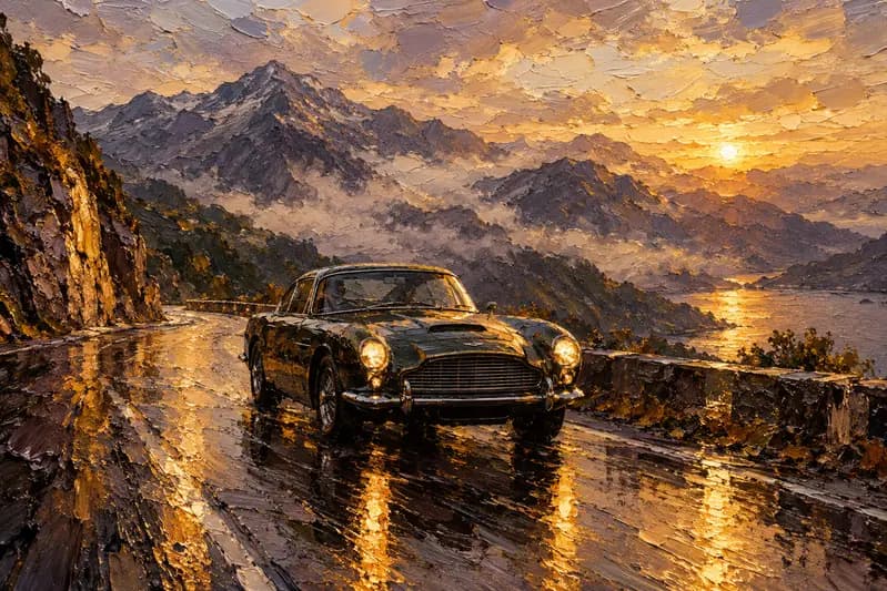 Vintage Sports Car on a Mountain Road 3840x2560